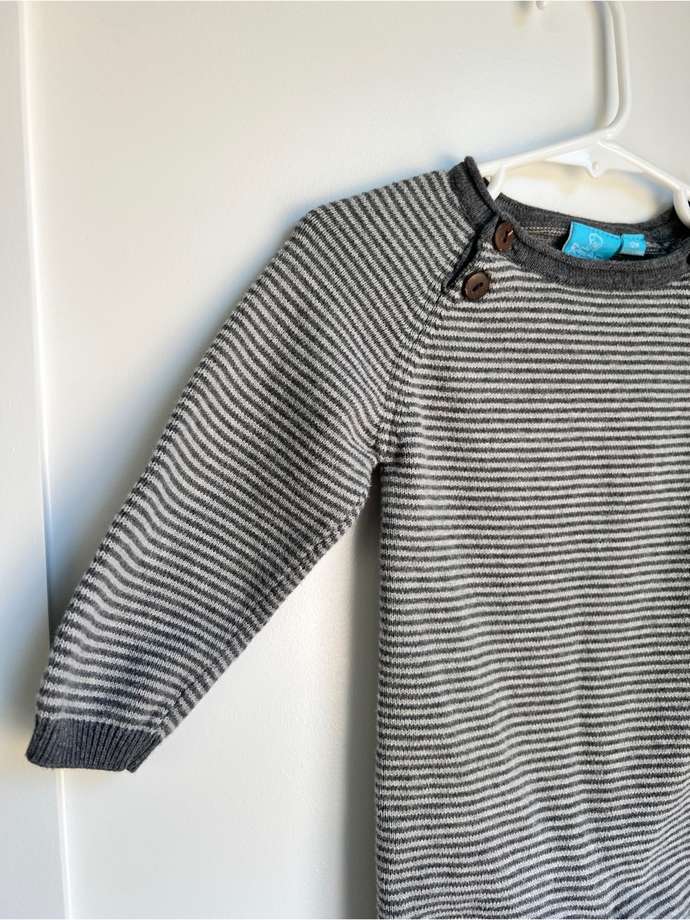 Bear Camp 12M Gray & White Striped Knit Romper